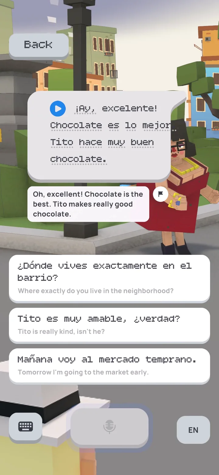 A live conversation with Carmen, with three suggested replies and a keyboard.